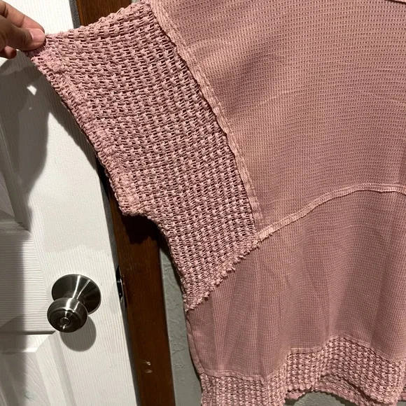 ANDREE BY UNIT Mauve Short Sleeve Top oversized EUC Pretty Detail dusty pink - Picture 2 of 3